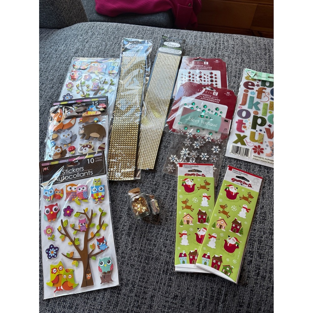 Craft Supply Sticker Gem Scrapbooking Alphabet Christmas Glitter Craft Bundle